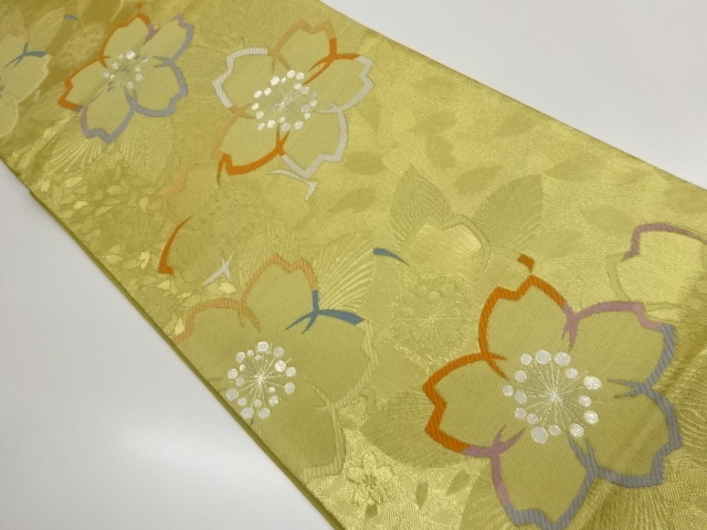JAPANESE KIMONO / FUKURO OBI / ALL-OVER CHERRY BLOSSOM PATTERN WEAVE